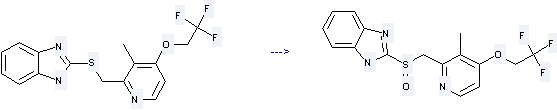 Lansoprazole is prepared by reaction of 2-[3-methyl-4-(2,2,2-trifluoro-ethoxy)-pyridin-2-ylmethylsulfanyl]-1H-benzoimidazole.
